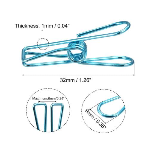 uxcell Tablecloth Clips, 32mm Long Carbon Steel Wire Clamps for Fixing Tablecloths and Drapes, Blue, Pack of 16