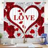 2 Pieces, Love Printed Window Curtains, Rod Pocket Design, Easy to Hang, Semi-Transparent Privacy Curtains