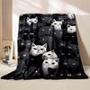 Cute Cat Print Blanket Home Travel Camping Blanket Single Layer Flannel Shawl Blanket Soft Cartoon Fleece Blanket