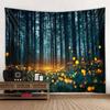 Forest Firefly Tapestry Dreamy Landscape Polyester Wall Hanging Fabric Aesthetic Home Decoration Living Room Background Poster