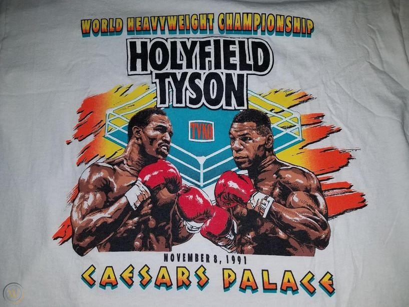 VINTAGE EVANDER HOLYFIELD MIKE TYSON CAESARS PALACE T-SHIRT Unisex T-Shirt XL
