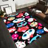 Colorful Cartoon Cats and Hearts Pattern On Black Background for Cute Decorative Carpet Suitable for Use As an Anti-slip1 For1room and Bedroom Sofas
