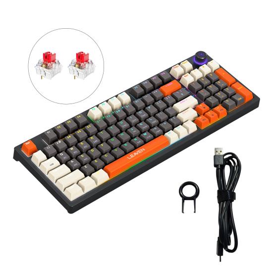 

Механическая клавиатура с регулятором, с возможностью горячей замены, с RGB-подсветкой, 96 клавиш, совместимая с Bluetooth, беспроводная 2,4 ГГц, проводная Type-C, компьютерная настольная игровая клавиатура