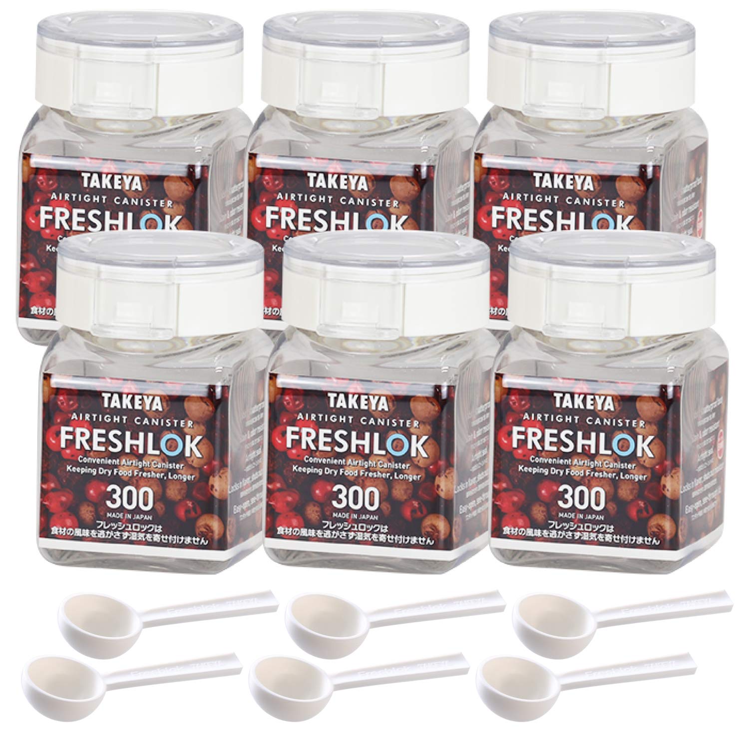 

Official Takeya Freshlock White Storage Set of with for Potato and Snacks Containers, 6, Square, 300ml, Spoon, Airtight, Airtight, Refrigerator-Safe,