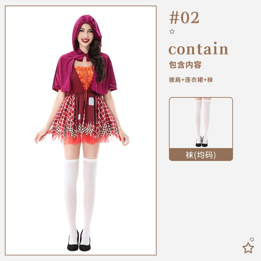 Halloween costume Little Red Riding Hood carnival costume cosplay witch costume broom witch skirt cape