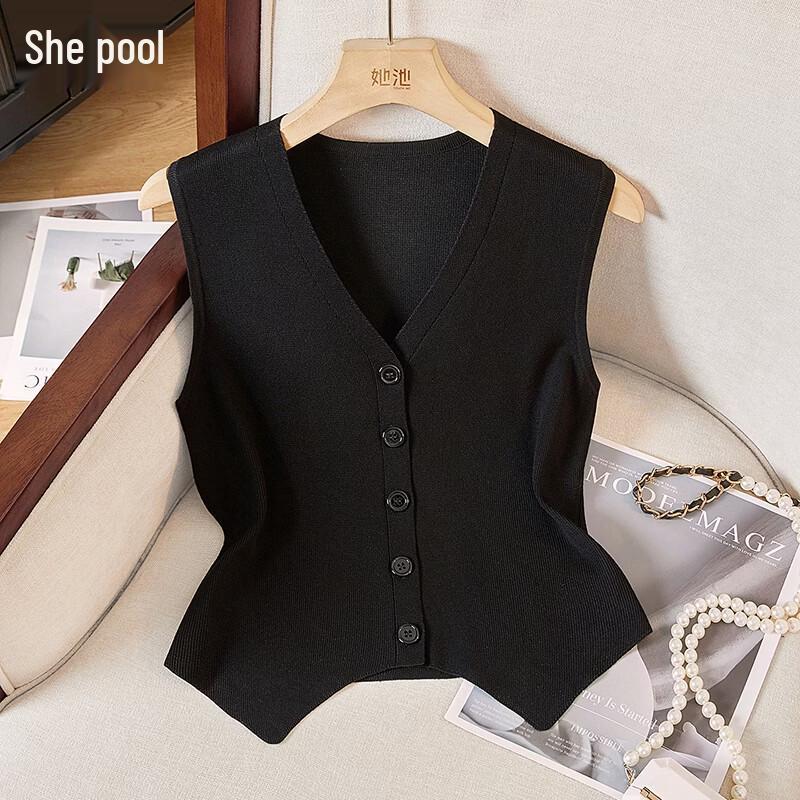 Women s V-Neck Single-Breasted Slim Fit Vest S