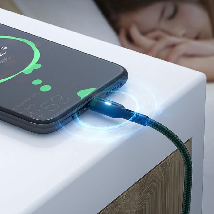 Reinforced Braided USB C Data Cable Equipped With Lighting Function And Auto Stop Charging When Full