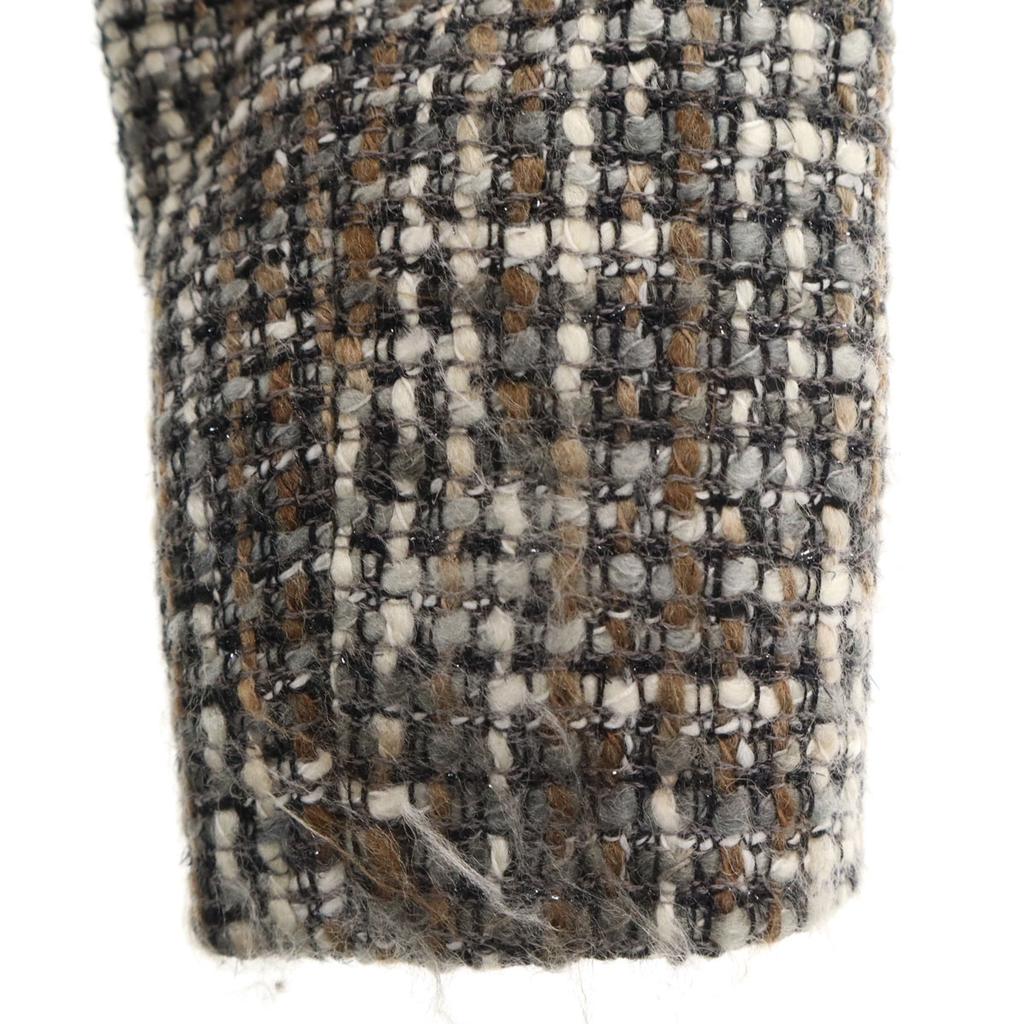 Herno Made In Italy Tweed Coat 40 Gray Lightly Padded Women Used