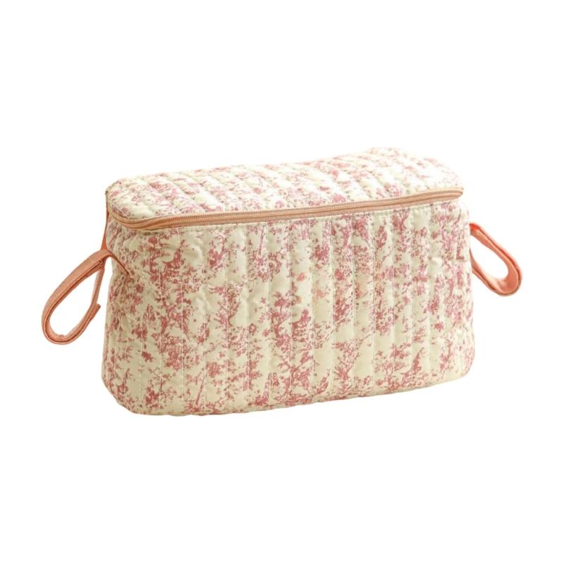 

Pushchair Storage Bag Baby Strollers Hanging Bag Flower Printed Polyester Bag Organizer Pouch for Toy Diaper Water Bottle розовый