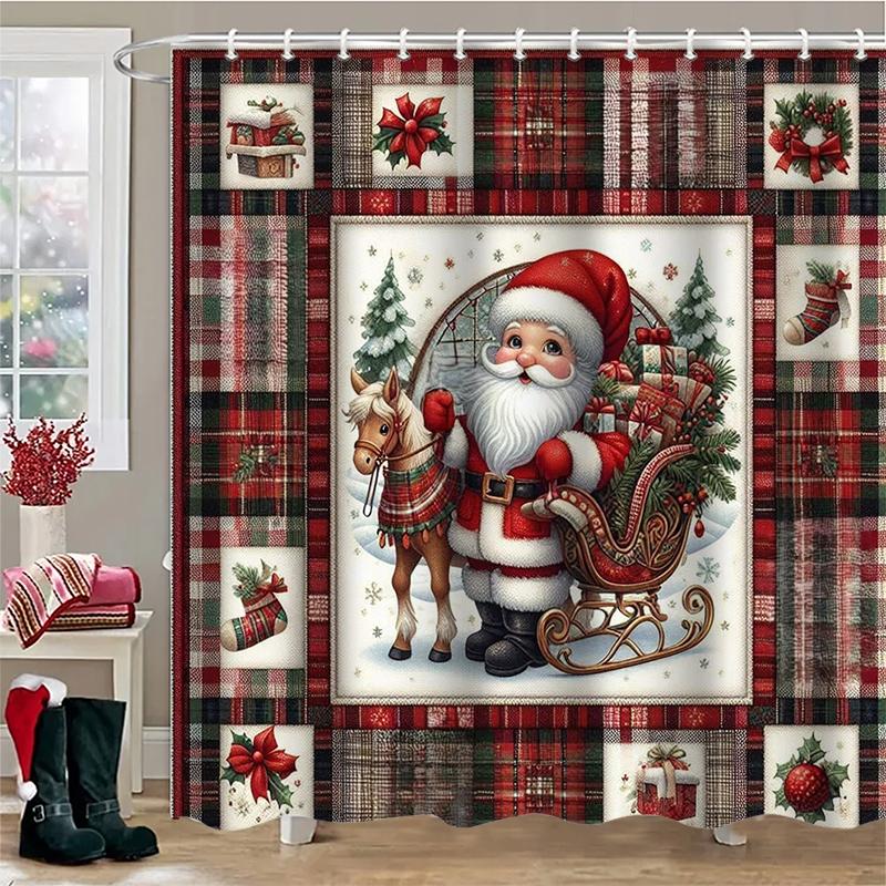 

Christmas Tree Snowman Santa Claus Bathing Curtain Bathroom Shower Curtain With 12 Hooks bathroom home decor and accessories 180x180cm curtain