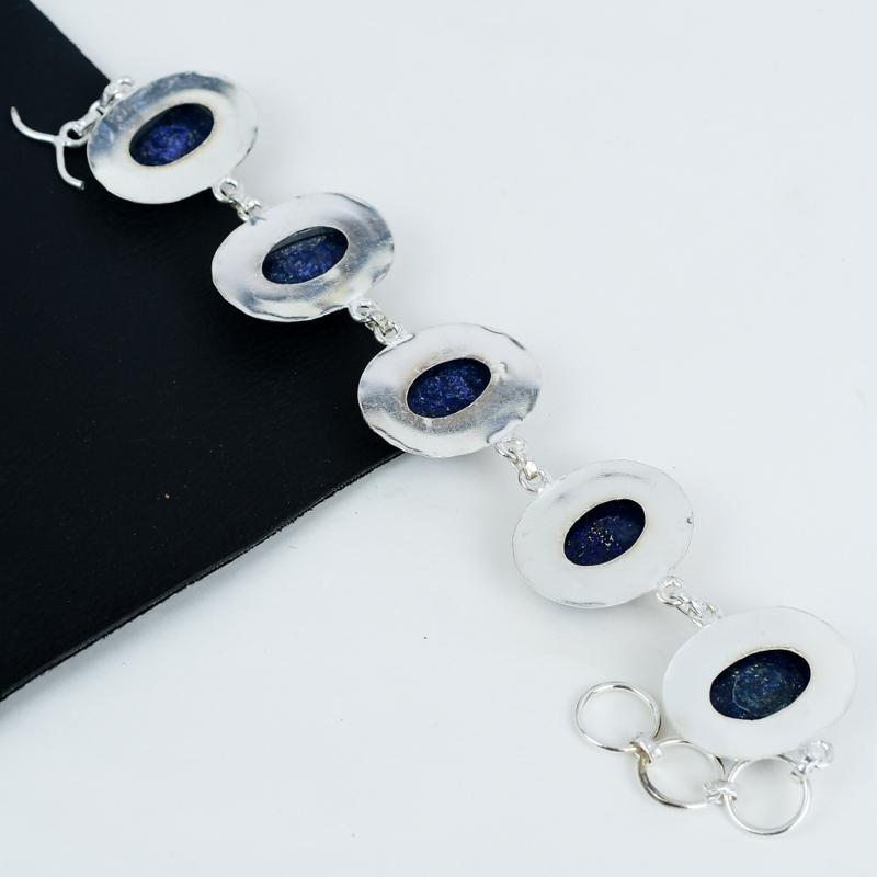 Natural Lapis Lazuli Gemstone Handmade 925 Sterling Silver Bracelet, Lapis Lazuli Bracelet For Wife , Unisex Bracelet, Engagement Gifts