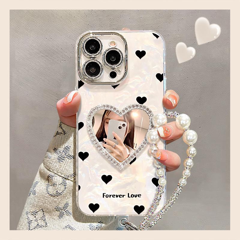 Love Mirror Bracelet Is Suitable for Apple 17promax Mobile Phone Case Iphone15 New Women's 16 Light Luxury High Sense