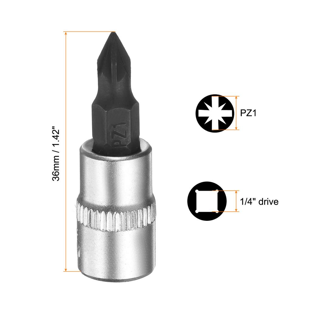 3pcs PZ1 PZ2 PZ3 Bit Socket S2 Steel 1/4" Square Drive Extension Impact Bit Socket Wrench Adapter Hand Tools