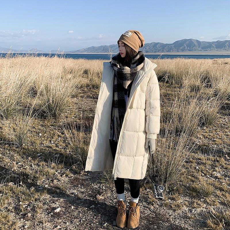 Womens Long Puffer Coat Winter Thickened Down Cotton Jacket Loose Fit Warm Hooded Outerwear