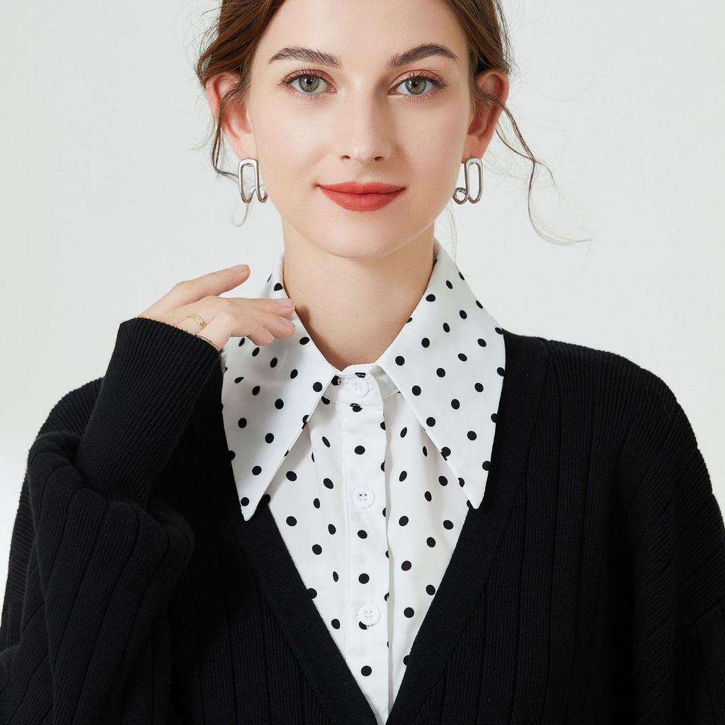 Perfect Match Polka Dots Shirt Detachable Collar For Women Lapel Blouse Tops Fake Collar Female Removable Lapel Flase Collar Accessory
