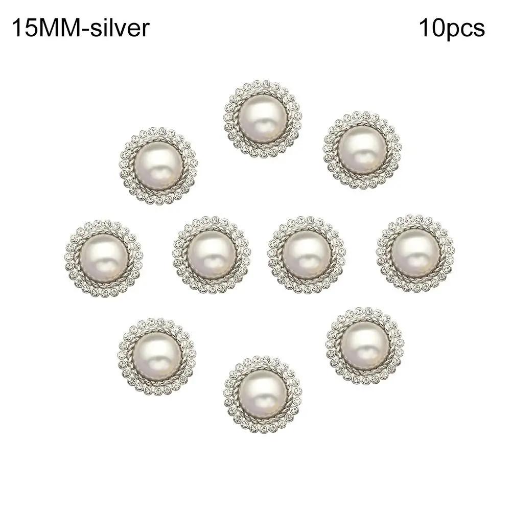10Pcs Handmade Sewing Button Needlework Sewing Accessories Shiny Rhinestone Pearl Clothing Buttons Shirt Buttons
