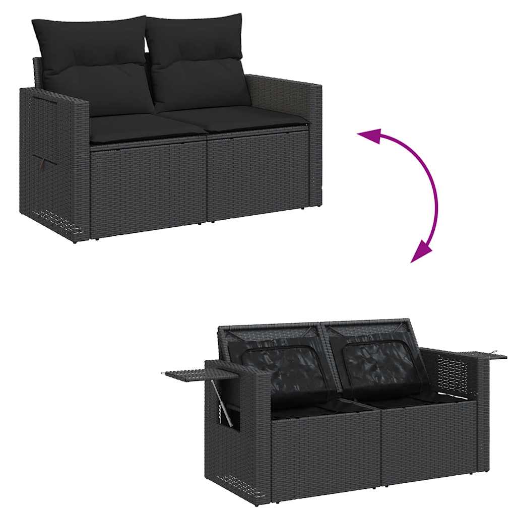 Vidaxl 6-Cz. Set di Mobili da Giardino con Cuscini, Polyrattan Nero