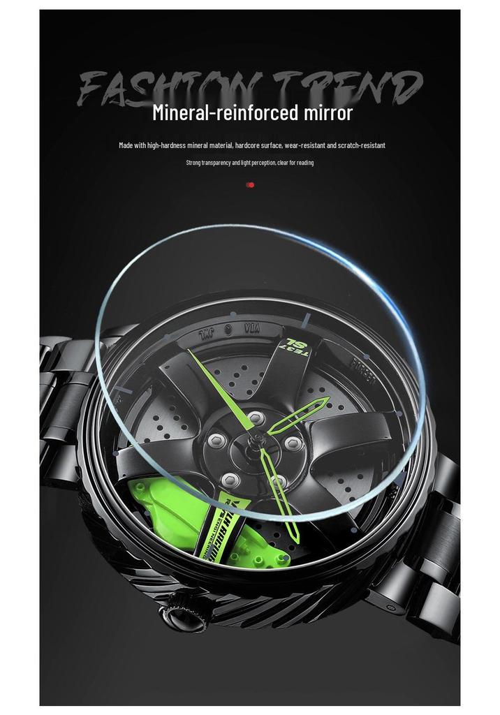 SVJ Men's Large Dial Waterproof Luminous Wristwatch with 3D Hollow Design