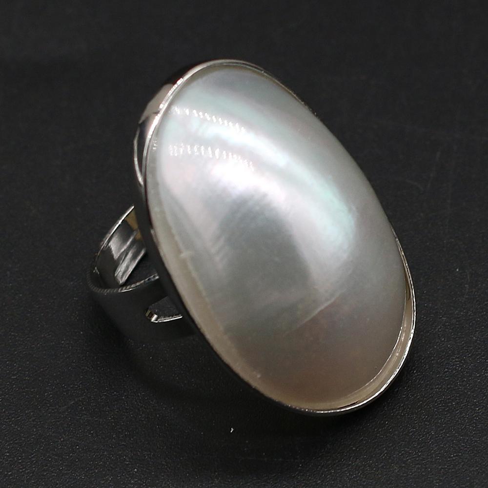 Bague en coquillage ovale naturel blanc, 1 pièce, coquilles réglables, anneaux d'ouverture pour femmes, amour, bijoux cadeaux de mariage, 20x30mm