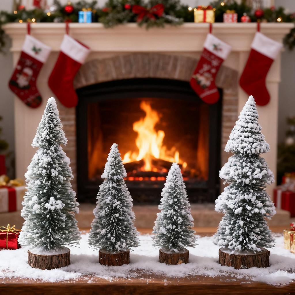 Julgran Bordsskiva Säsongsdekoration Snöfrostad Ceder Konstgjord Julgran För Hem Inomhus Vinter Mantel Rum