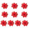 10pcs Glitter Artificial Poinsettia Flower Christmas Decorations for XmasTree Wreath Ornament Wedding Home New Year Gift