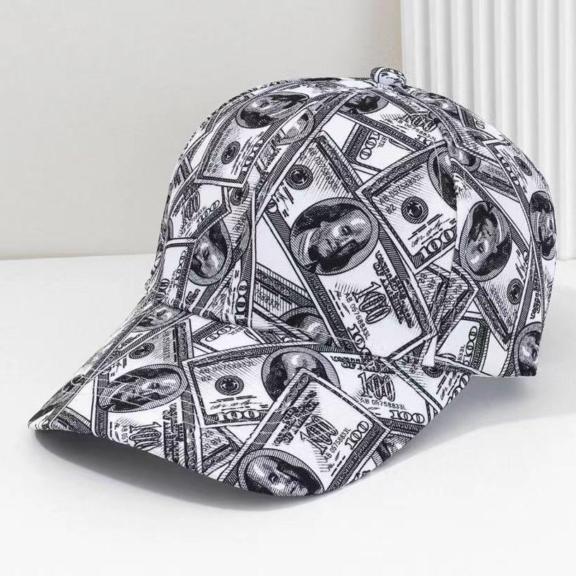 Hat Men's Graffiti Spring and Autumn Poker Printed Hip Hop Baseball Hat Summer Versatile Sunscreen Duck Tongue Hat