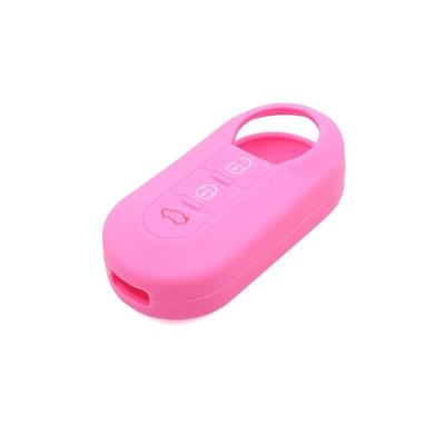 X Autohaux Pink Silicone Three Button Car Remote Key Cover Case Protective for Fiat 500 Viaggio Ottimo Tipo