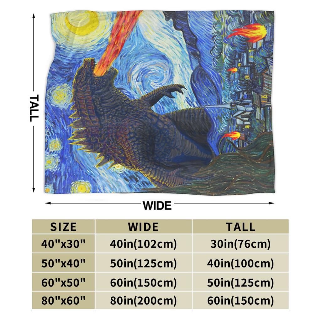 Godzilla Blanket Picnic Flannel Throw Blanket For Couch Bed Super Warm Custom Quality Bedspread Birthday Gift