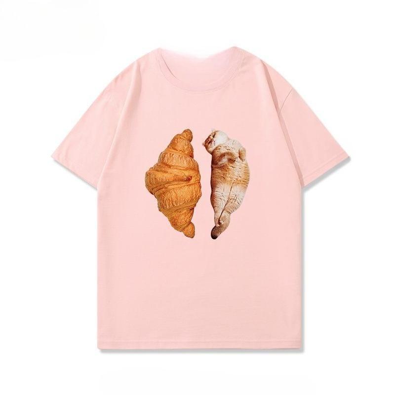 Classic Cute Cat Sandwich Meme T Shirt Unisex Women Harajuku Style Graphic Tee Oversized Casual Short Sleeve Summer Fashion Top
