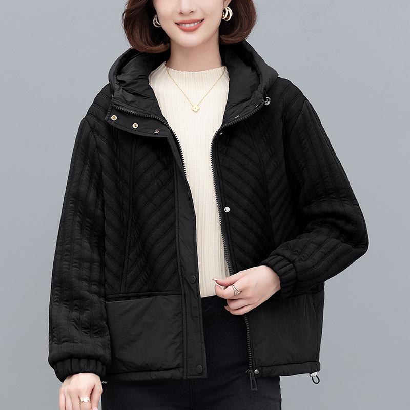 Women's 2024 Winter Hooded Cotton Jacket - Loose, Plus-Size, Thickened Casual Coat for Middle-Aged Moms