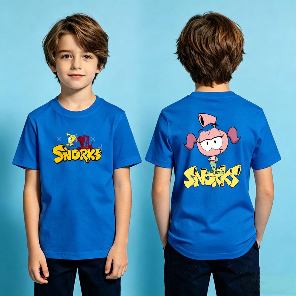 Snorks Cartoon Theme Series TShirt Kids Summer Polyester Short Sleeve Boys and Girls Casual T-shirt Duplex Printing Children Tee