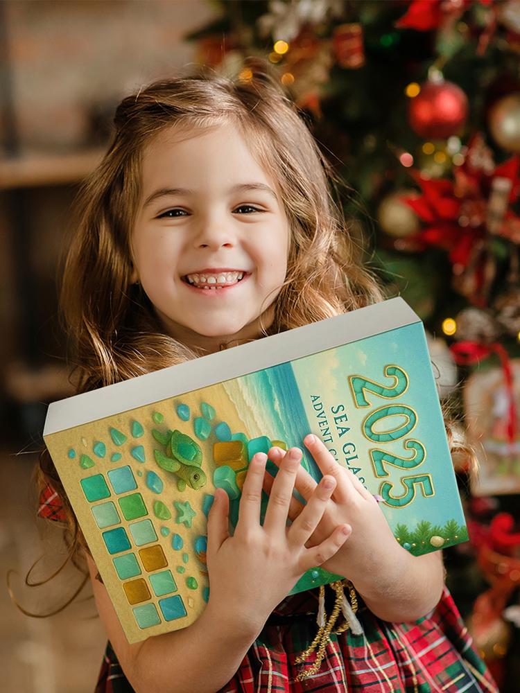 Sea Glass Christmas Tree Christmas Advent Calendar with 24 Mini Christmas Tree Ornaments Xmas Countdown Calendar for Home Decor