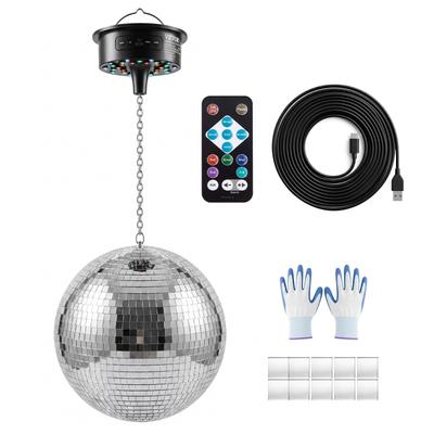 Mirror Disco Ball 300 Mm Hanging Ball with Motor Remote LED Lights, for Party Home Decoration Stage Props DJ Dance Club, RGB + 3 Mixed Colors