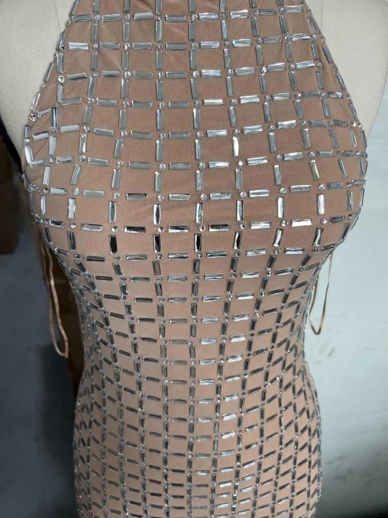 2025 Sleeveless Rhinestone Slim Fit Slit Long Dress for Women