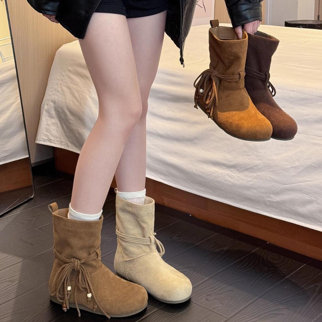 [Amano] Martin boots women's 2025 new autumn fashion retro foreign style brown thin Boken boots