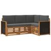 Outdoor Sofa Set with Cushions 4 Pcs Solid Acacia Wood