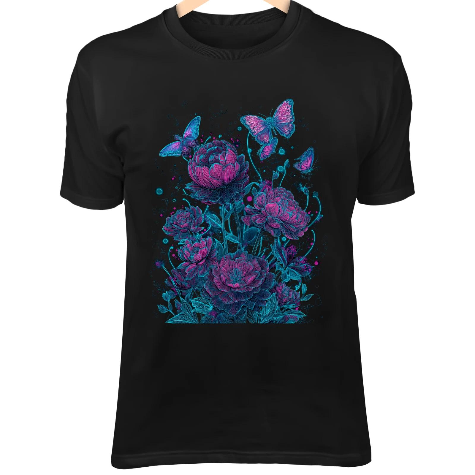 Cyberpunk Neon Meadow - Wild Flowers, Geometric Vines & Glowing Butterflies 2XL