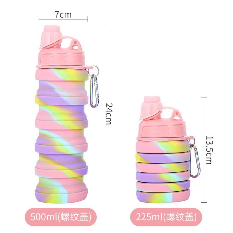 Portable Collapsible Silicone Travel Water Bottle 500ml Hiking Camping Gym Outdoor Sports