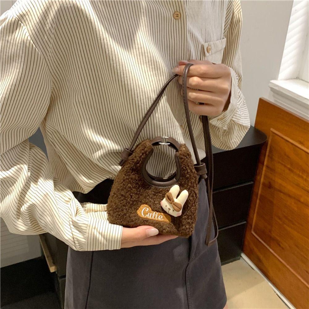 Cute Furry Handbag Rabbit Mini Shoulder Bag Creative Plush Crossbody Bag  Autumn Winter