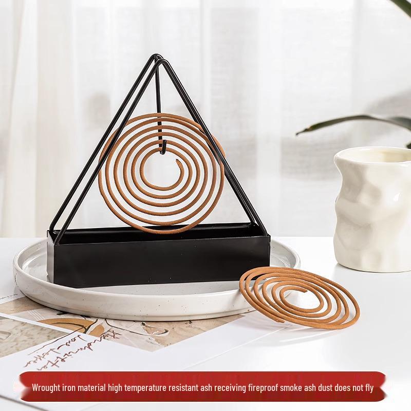 

Wrought Iron Creative Mosquito Coil and Incense Holder - Personal Care Ash Catcher Burner Triangle mosquito coil stand - black