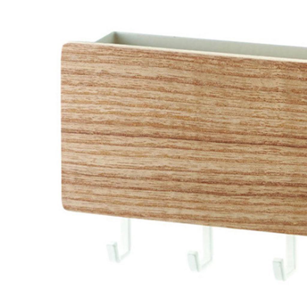 Japanischer Schlüsselhalter aus Holz zur Wandmontage mit 5 Haken, stanzfrei, multifunktionaler Schlüsselaufhänger für Zuhause