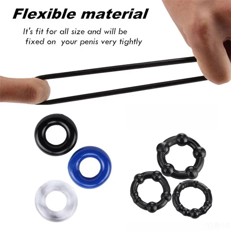 3Pcs Silicone Cock Ring Penis Ring Sex Toys For Men Delay Ejaculation Testicle Scrotum Ball Stretcher Erection Sex Products