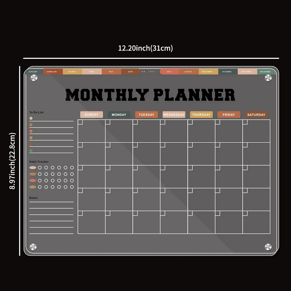 Transparent Magnetic Acrylic Weekly Planner Refrigerator Magnet Monthly Calendar Memo Kitchen