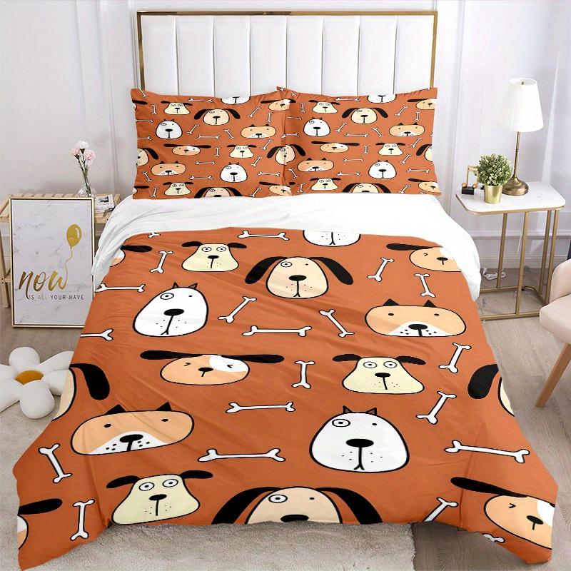 3pcs Dogs, Bones Bedding Set, Breathable and Soft, Suitable for All Seasons, Ideal for Home Use, Suitable for Bedroom Decor 21163