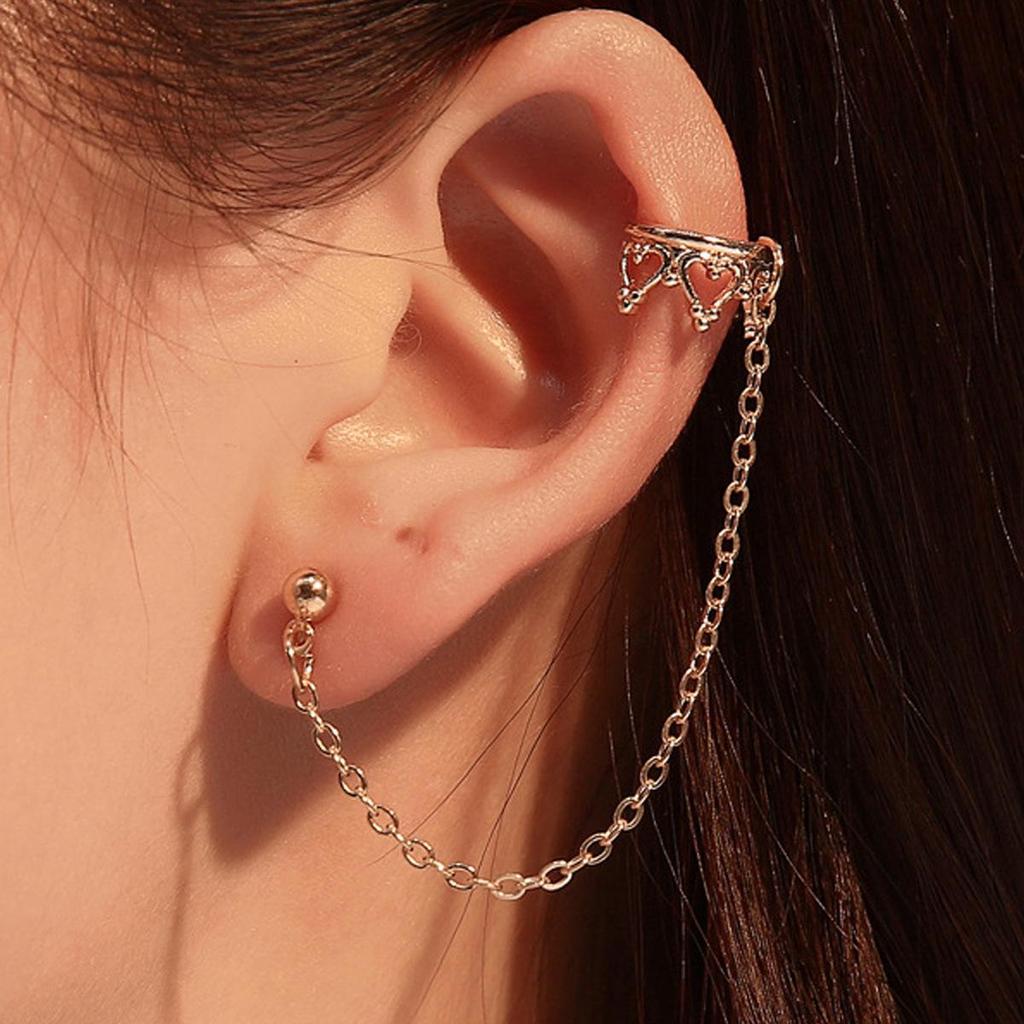 European & American Long Tassel Chain Clip-On Earrings - Versatile Fairy-Inspired Korean Style for Women