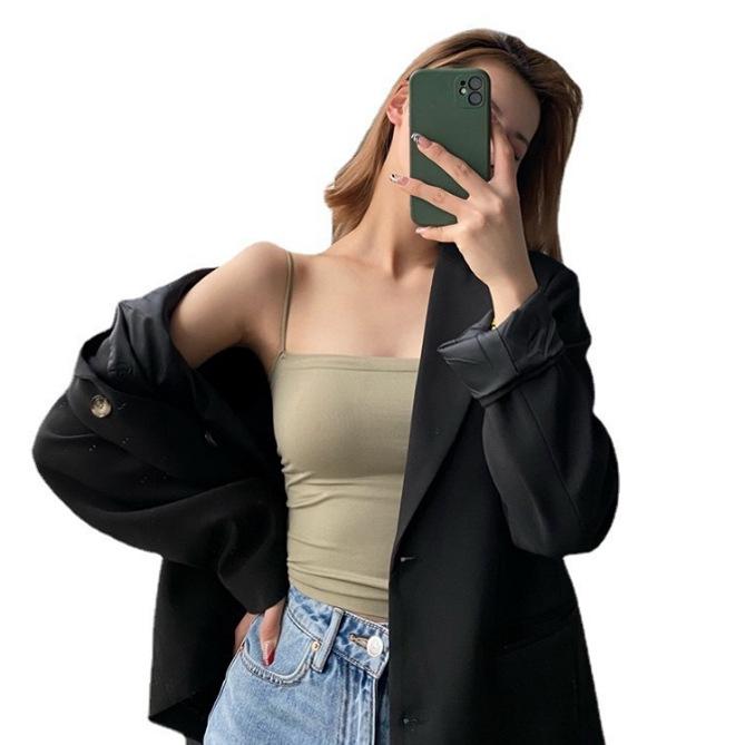 Summer 1806 Women's Solid Color Camisole Vest with Chest Pads - Beautiful Back Bandeau Top
