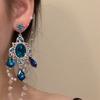 Silver Needle Diamond Glass Bead Oval Flower Fringed Earrings Retro Court Style Earrings Light Luxury Premium Earrings