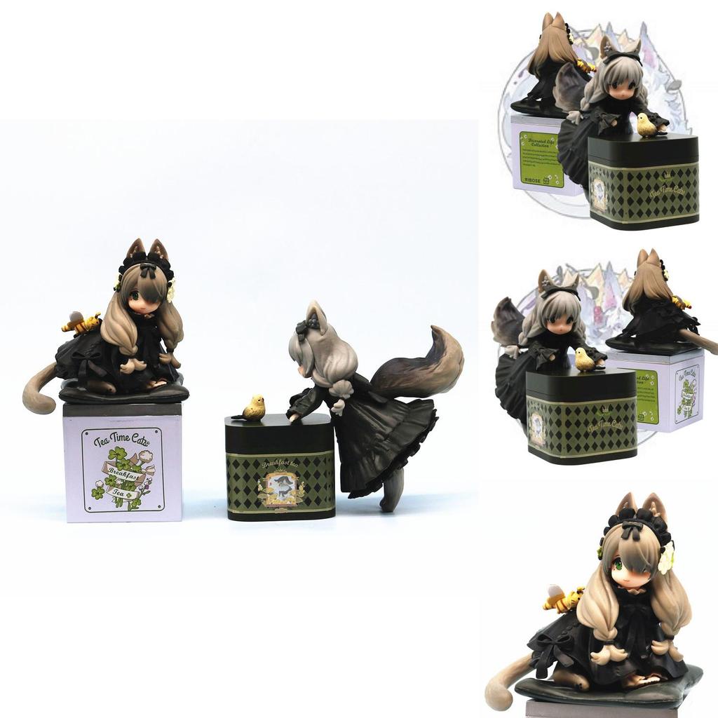 Ribose Star Shadow Master Afternoon Tea Cat Tea Can Cat Raccoon Flower Cat Model Figure