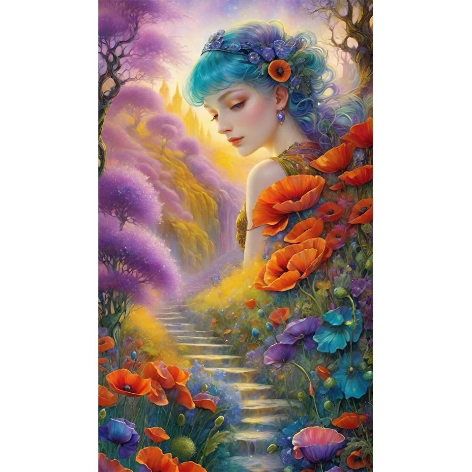 

Женщина и цветок картина полный квадрат/круглый дрель 5D DIY алмазная живопись алмазная вышивка крестом домашний декор ремонт Full Round 20x40CM