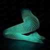 Night Fluorescent Women's Long Socks Fishnet Body Stockings Curve Lingerie Mesh Fabric High Waist Sex Tights Sexy Bodysuits